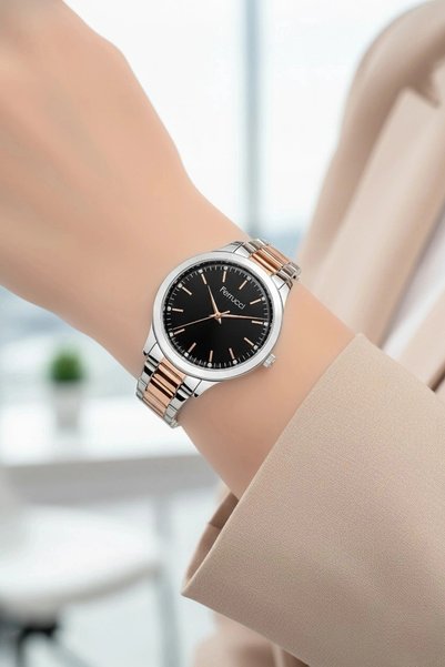 Ferrucci Steel Cord & Stylish Design, Women's Wrist Watch, 3Atm Water Resistant Rose-Silver Sdfer153