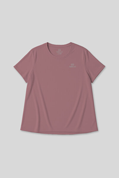 TOMMY LIFE Dusty Rose Printed Comfortable Fit Plus Size Women's T-Shirt - 97308
