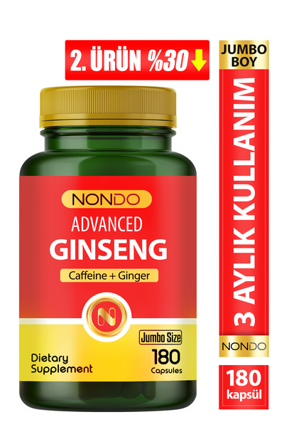 Nondo Ginseng 180 Kapsül Jumbo Boy (Kore Panax Ginseng, Keçiboynuzu, Koenzim ...