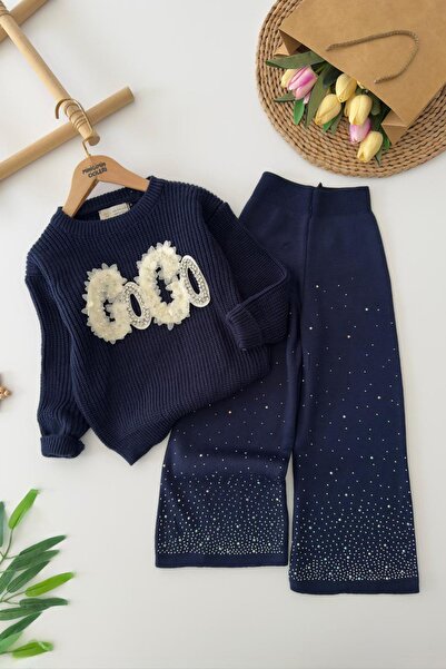 Minigimin Cicileri My Little One's Stoned Gogo Text Appliqué Knitwear Sweater...