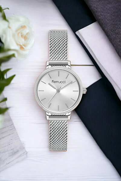 Ferrucci Kadın Kol Saati Gümüş Çelik Hasır Kordon Çelik Kasa Fc.03222h.01 Sdf...