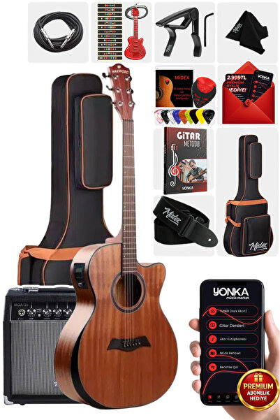 Maxword M450-eq-amp Profesyonel Masif Ağaç Amfili Elektro Akustik Gitar Seti ...