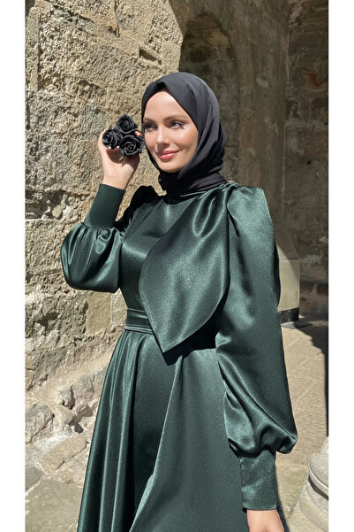 MOOLİSA Bera Abiye Zümrüt Tesettür Abiye Elbise, Mezuniyet, Balo, Gece Elbisesi