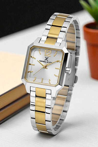 Daniel Klein Steel Cord&Case Women Wristwatch+Bracelet Gift Silver-Gold Sddk110