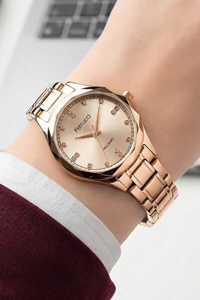 Ferrucci Steel Cord Steel Case Women Wrist Watch Rose Sdfer191