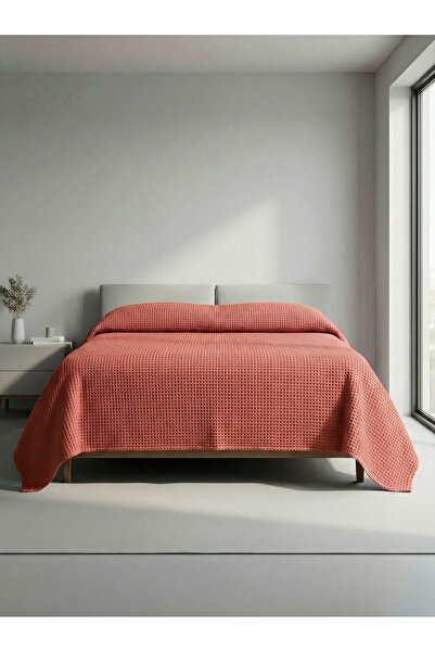 Muteks لون برتقالي فاخر 100% قطن بيكيه صيفي مزدوج - مفرش سرير، قماش مضاد للتع...