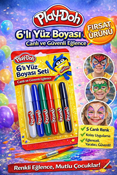 ANI OFİS KIRTASİYE A K 6’lı Yüz Boyası Seti – Canlı Renkler, Çocuklar İçin Gü...