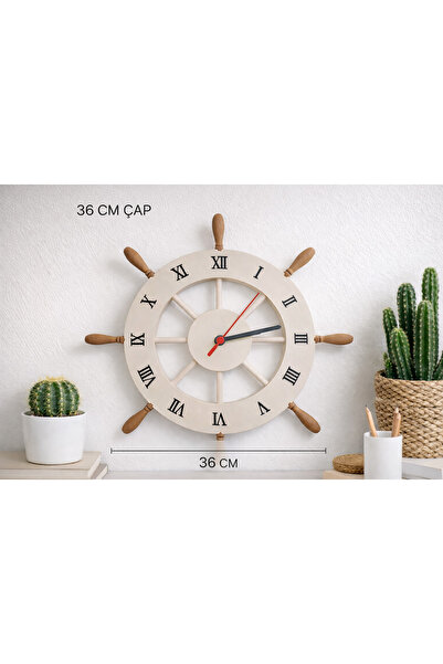 3D Denizci Dümeni Duvar Saati – Yazıcı Üretimi PLA Dekoratif Saat – Sessiz Me...