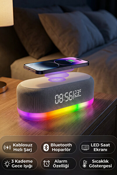 Arfseb Dekoratif RGB LED Aydınlatmalı Dijital Saat Ve Hoparlör - Sıcaklık ve ...