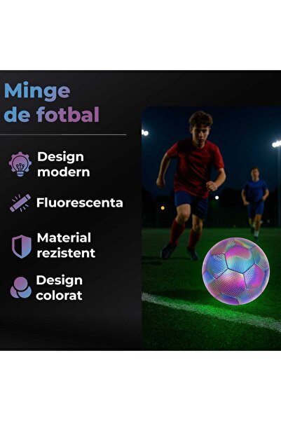 Timebox Minge de fotbal din PU durabilă, cusută la mașină, strălucitoare și reflectorizantă, verde, pentru antrenament și meciuri