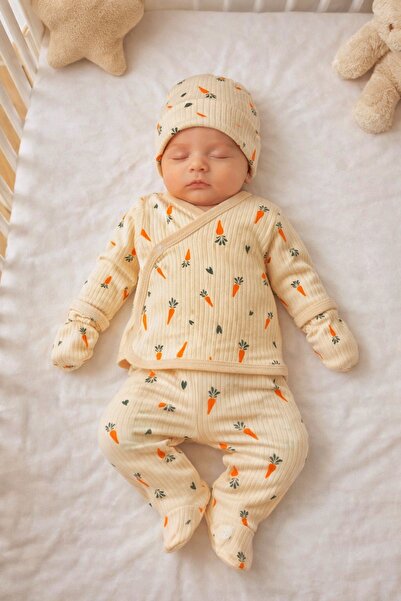 yukobaby bebeğiniz için en doğalı Bebek Havuçlu %100 Pamuk 5'li Yenidoğan Has...