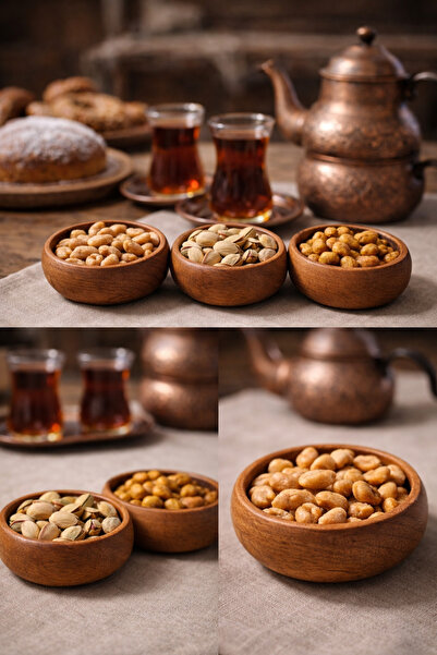 Genel Markalar AHŞAP 3 LÜ ÇEREZLİK SUNUMLUK KAHVALTILIK KASE 9 cm Çapında Çey...