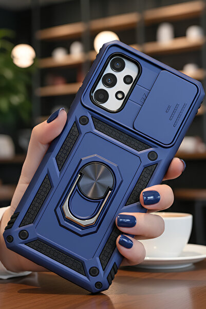 TechTrove Samsung Galaxy A33 Kılıf Sürgülü Kamera Korumalı Yüzüklü Stand Olab...