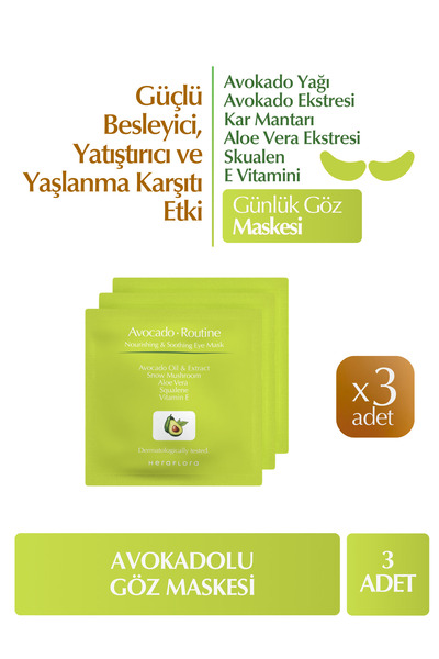 Heraflora Avokado Routine Göz Maskesi 3'lü | Yoğun Nemlendirici, Besleyici & ...