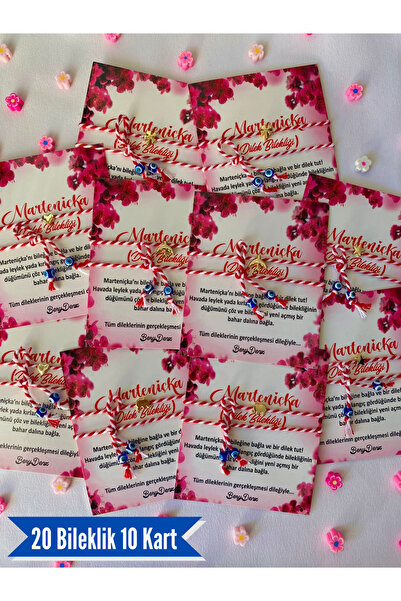 BeryDenz 20 Marteniçka Bileklik / 10 Kart / 10 hediye paketi 2’li Karma Seti ...