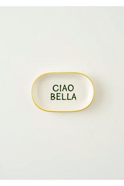 Bella Maison Platou de prezentare oval din porțelan, galben (18x11 cm)