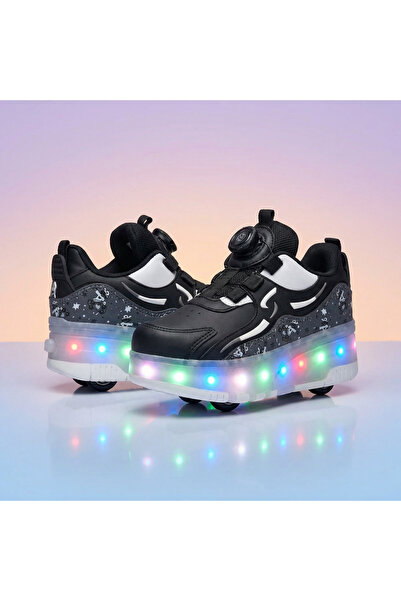 BURUNİ KAYKAYLI ÇOCUK IŞIKLI AYAKKABI - IŞIKLI PATENLİ KAYKAY AYAKKABI - KAYK...