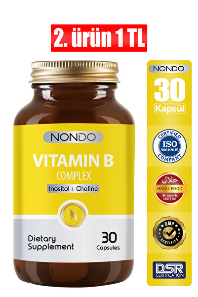 Nondo Vitamin B Kompleks 30 Kapsül ( B Vitamini B1 B2 B3 B5 B6 B12 Vitamin Leri)