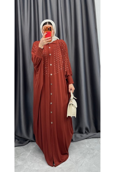 NİSUM MODA فستان ساندي بأكمام مرصعة بالأحجار