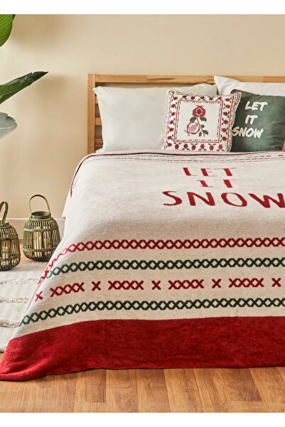 Bella Maison بطانية جولي قطنية مفردة باللونين الأحمر والأخضر (150x200 سم)