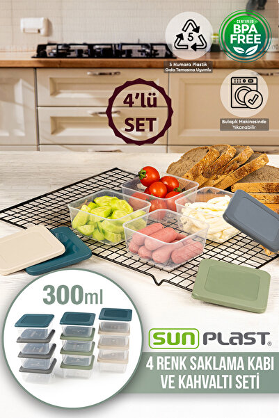 Sunplast Picnic Breakfast Mini Storage Container Set of 4 with Lid