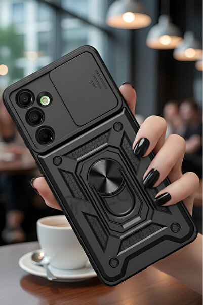 TechTrove Samsung Galaxy A34 Kılıf Sürgülü Kamera Korumalı Yüzüklü Stand Olab...