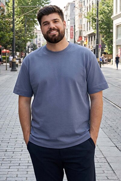 TOMMY LIFE تي شيرت رجالي كبير الحجم بأكمام قصيرة ورقبة دائرية من بترول بيسيك ...