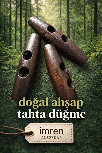 İMREN AKSESUAR Ahsap Çoban Düğme 5 Cm Koyu Kahverenginde 1 Paket 10 Adet