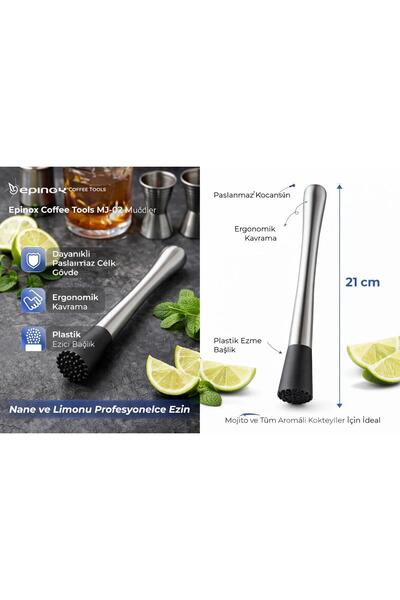 Epinox Coffee Tools - Mojito Tokmağı (MJ-02) Profesyonel Dayanıklı Bar Ekipmanı