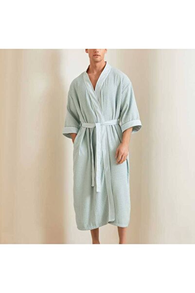 REEFI waffle bathrobe - turquoise - 4/5XL