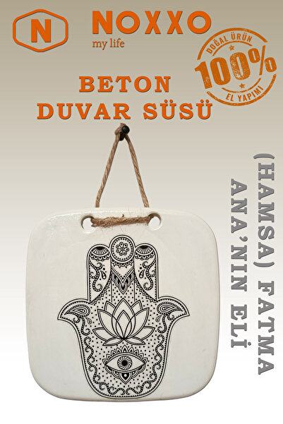 Handmade Concrete Wall Ornament – Hamsa (Mother Fatma's Hand) Decorative Accessory with Motifs