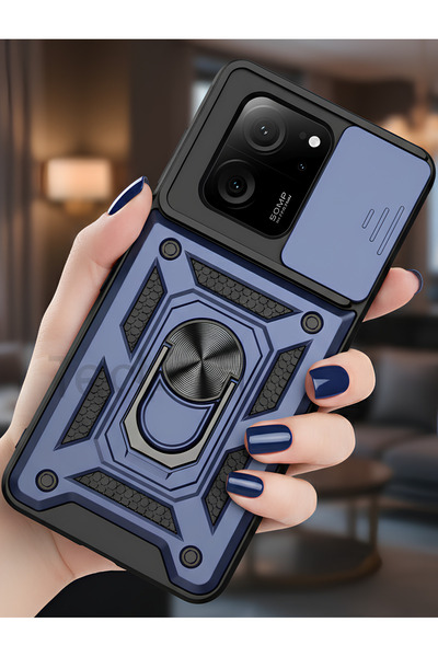 TechTrove Xiaomi Mi 13T Pro Kılıf Sürgülü Kamera Korumalı Yüzüklü Stand Olabi...