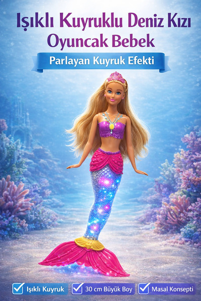 YILDIRIM OYUNCAK Sesli Işıklı Müzikli Kuyruklu Alisha Deniz Kızı 29 cm - Alis...