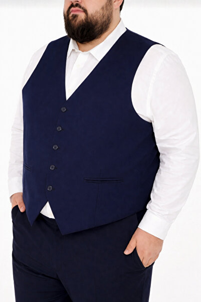 Ünal Giyim Super Battal Large Size Men's Fabric Vest [Special Production]