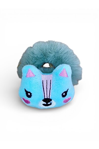 SHEKER HOME Plush Bagel Rubber Buckle with Cat Figure - Green