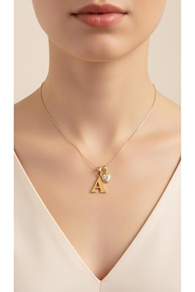 MİLUNXTE Xuping Kolye Kadın Gold Renk A Harfli Ve Kalpli Zirkon Taşlı Kararma...