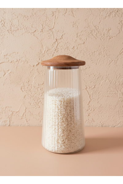 Luca Mia Ribella XL Acacia Vacuum Glass Jar with Lid 1300 ml