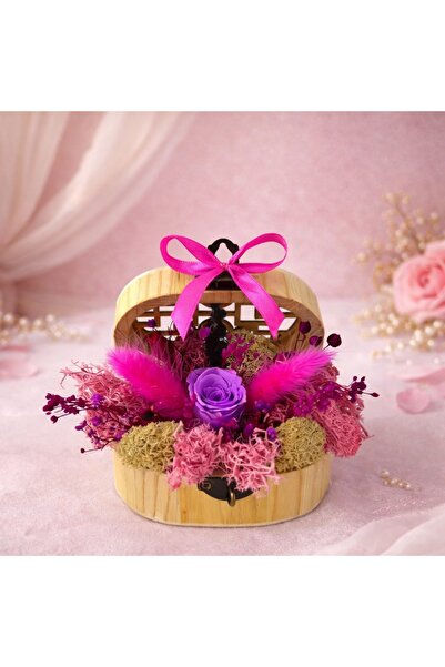 velve Aranjament floral Goodliness,trandafir criogenat,licheni stabilizati,br...