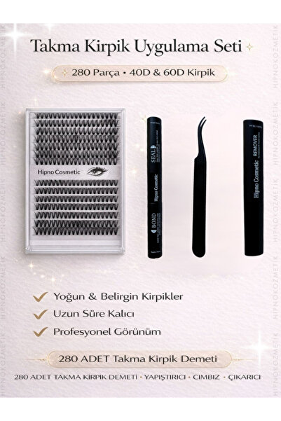 hıpnocosmetıc 280'li Takma Kirpik Seti,Yapıştırıcı Sabitleyici Çıkarıcı Ve Ta...