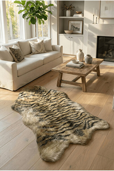 FeelHome Kaplan Yumuşacık Pofuduk Kuzu Post Premium Kalite Kaymaz Taban Kürk ...