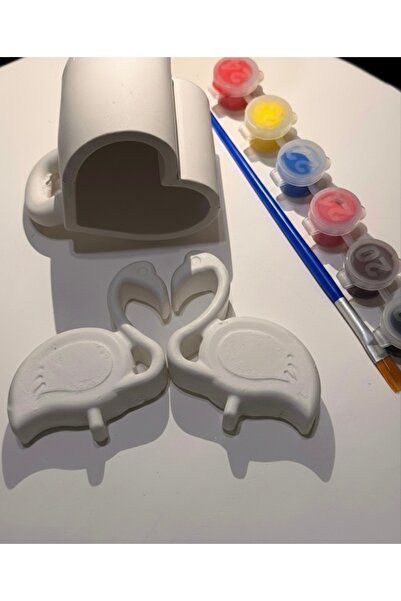 Store Sevgiliye Romantik Hediye Seti - 2'li Flamingo ve Kalp Obje Boyama Kiti...