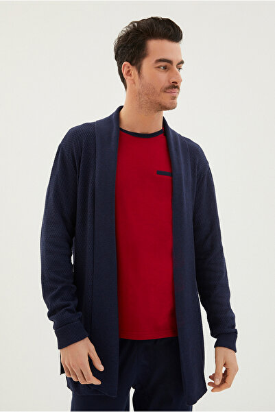 Kiğılı 3-Piece Knitwear Robbed Half Crew Neck Cotton Pajama Set