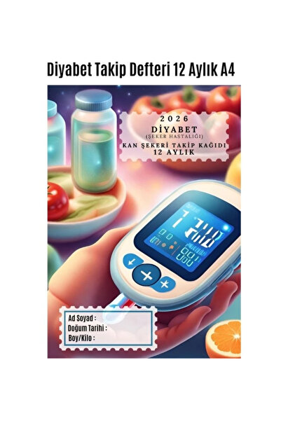 Genel Markalar Diyabet Ölçüm Takip Çizelgesi Defteri A Kalite Özel Tasarım 12...