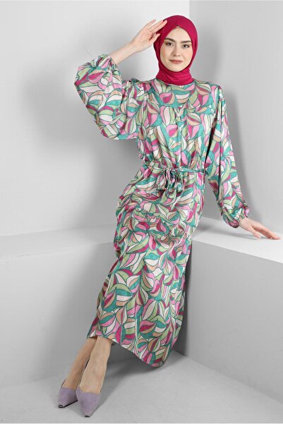 Alvina PATTERNED BIRDED WIDE SLEEVE DRESS 43660