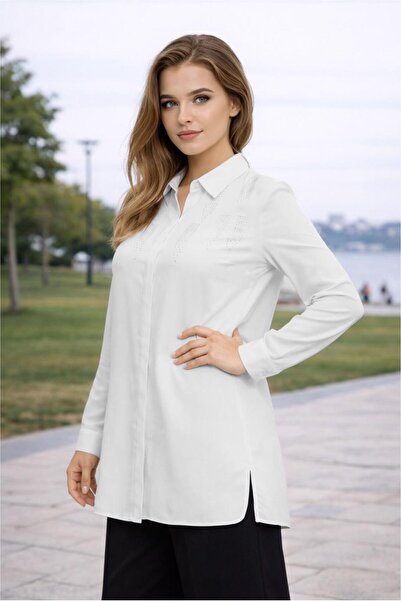 Alvina تونيك مقاس كبير بتفاصيل حجرية 20397