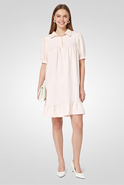 Karl Lagerfeld فستان نسائي مطرز متوسط الطول، وردي فاتح