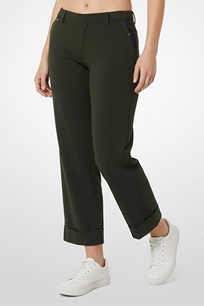 Harmont & Blaine Women Regular Fit Plain Tapered Pants, Dark Green