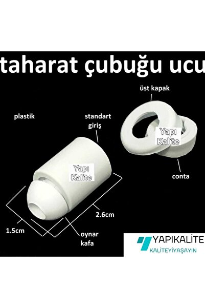 YAPI KALİTE 4 Adet Taharat Çubuğu Ucu Plastik Beyaz Taharet Borusu Ucu Perletörü Aparatı