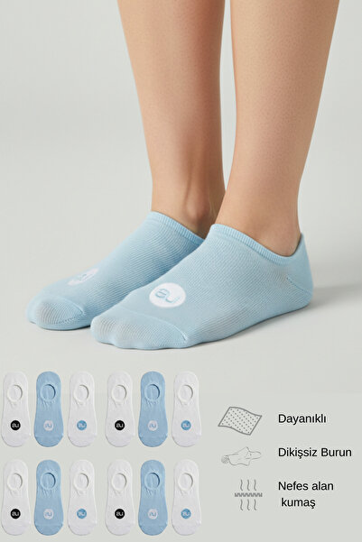ALLUNIQUE Penye Pamuk 12'li Bebe Mavisi Görünmez Sneaker Çorap