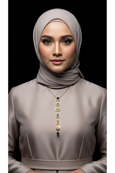 Trenyx Colorful Stone Y Necklace - Steel Necklace with Crystal Stones